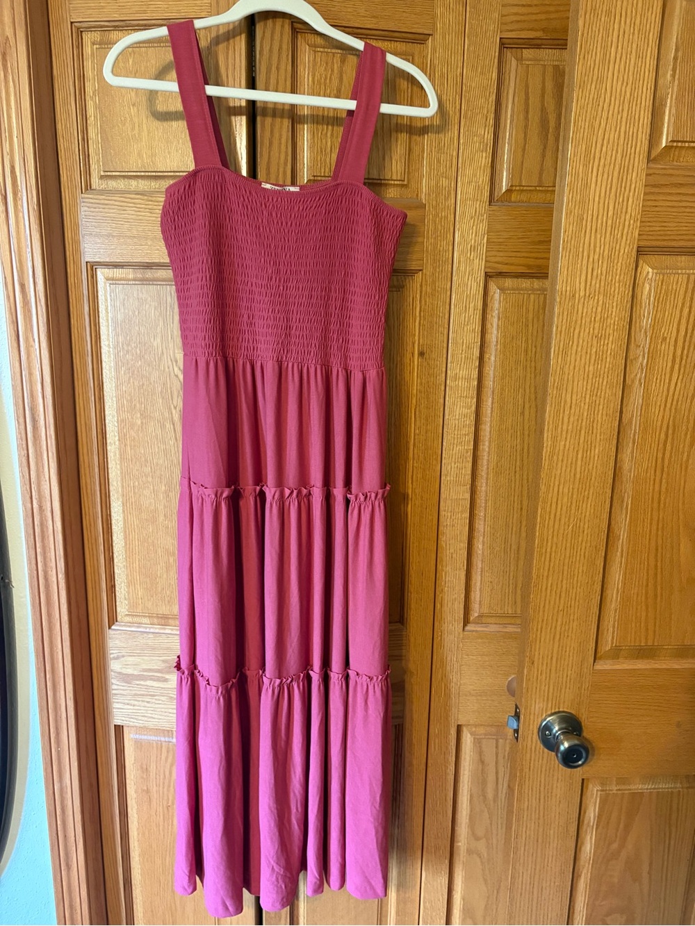 Zenana Outfitters Rose Smocked Tiered Maxi Dress